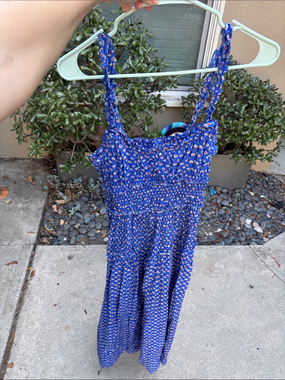 Doen Royal Blue Floral Smocked Midi Dress